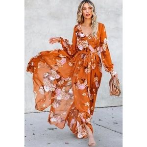 LAST ONE! Plus Size AURORA Floral V Neck Maxi Dress